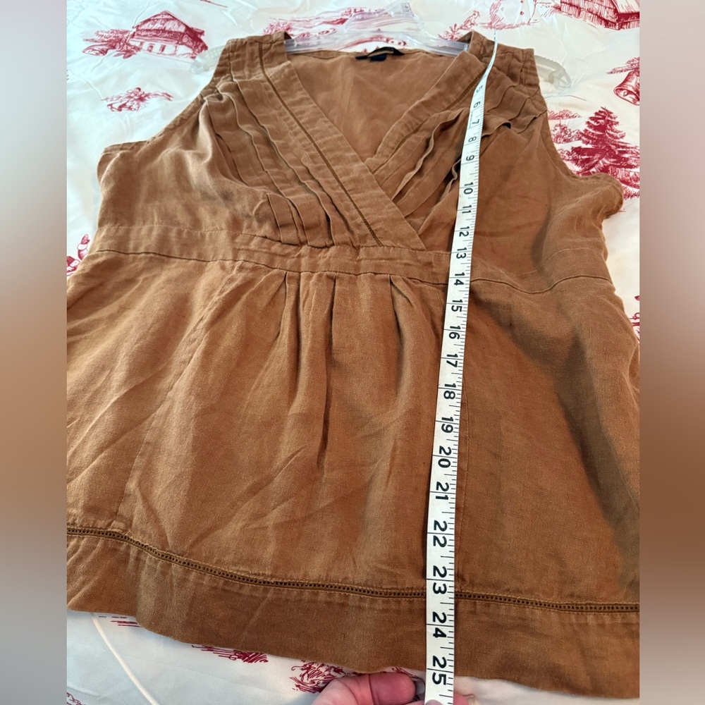 Lands End Womens Brown Linen Sleeveless Blouse (14) - Picture 10 of 12